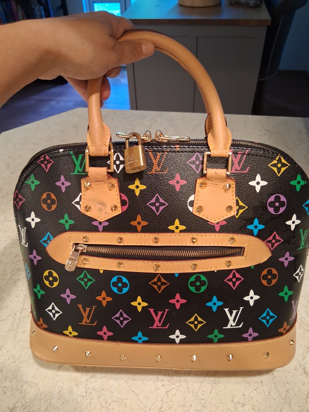 Louis Vuitton Black Murakami Multicolor Monogram Alma with Natural Leather Trim - Picture 9 of 16